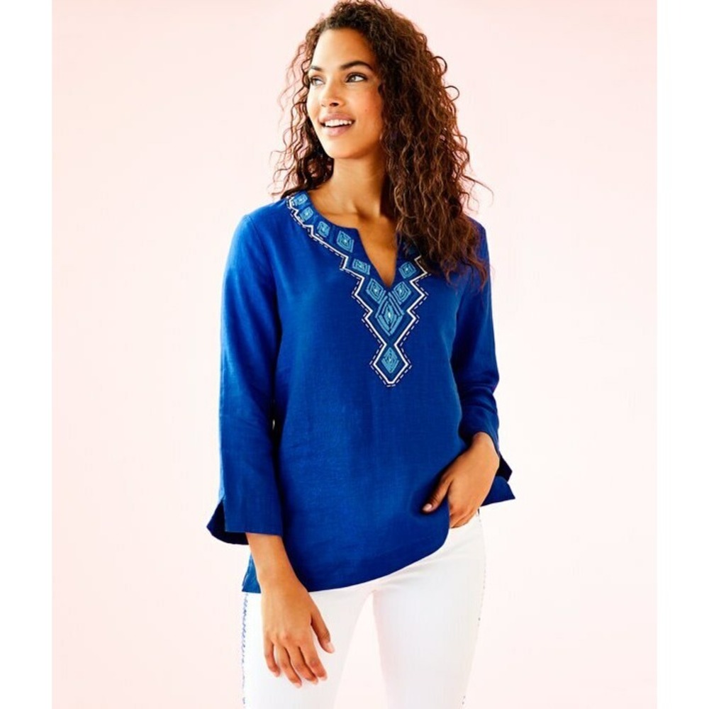Lilly Pulitzer NEW Womens Size XS Blue Amelia Island Tunic Beach Summer 30284
